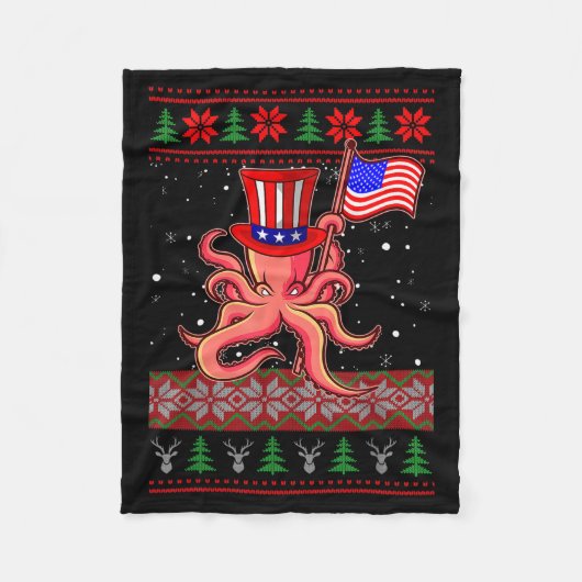Patriotic Ugly Christmas Sweater Women Kids Men  Fleecedecke (Vorderseite)