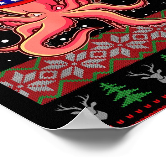 Patriotic Ugly Christmas Sweater Women Kids Men  Poster (Ecke)