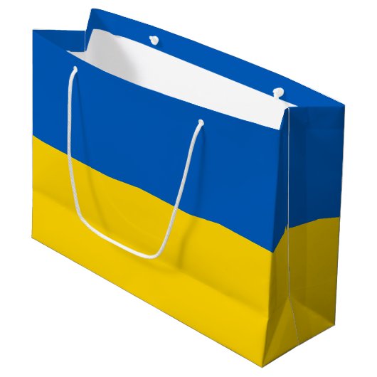 Patriotic Ukraine Flag Große Geschenktasche Geschenktüte (Vorderseite Schrägansicht)