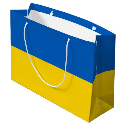 Patriotic Ukraine Flag Große Geschenktasche Große Geschenktüte (Rückseite Schrägansicht)