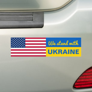 Patriotic Ukraine USA Fahne Autoaufkleber