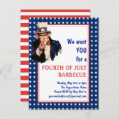 Patriotic Uncle Sam 4TH JULY GRILLEN BARBECUE Postkarte (Vorne/Hinten)