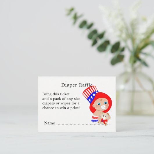 Patriotic Uncle Sam American Baby Diaper Raffle Begleitkarte (Stehend Vorderseite)