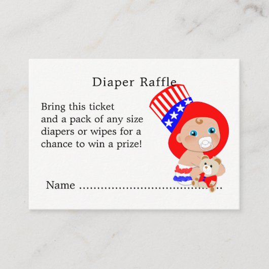 Patriotic Uncle Sam American Baby Diaper Raffle Begleitkarte (Vorderseite)