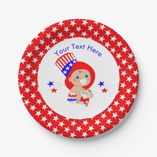 Patriotic Uncle Sam American Baby Personalisiert Pappteller (Vorderseite)