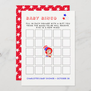Patriotic Uncle Sam American Baby Shower Bingo Einladung