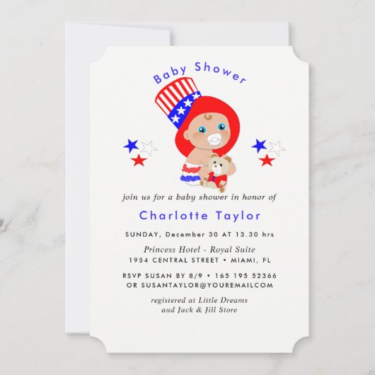 Patriotic Uncle Sam American Baby Shower Einladung (Vorderseite)