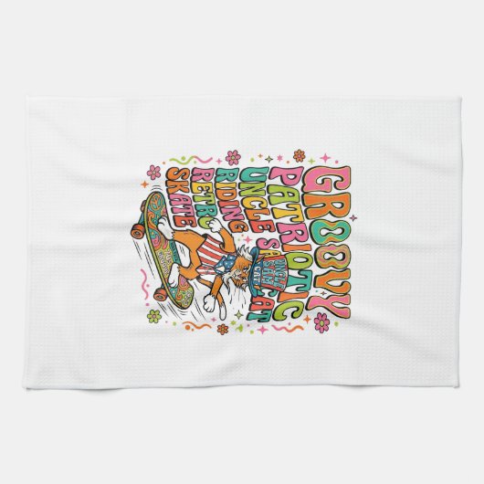Patriotic Uncle Sam Cat Retro Typography T-Shirt ( Geschirrtuch (Horizontal)