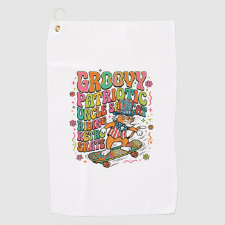 Patriotic Uncle Sam Cat Retro Typography T-Shirt ( Golfhandtuch