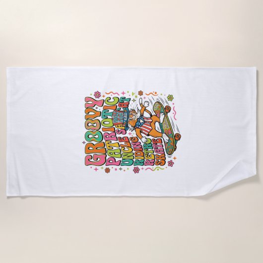 Patriotic Uncle Sam Cat Retro Typography T-Shirt ( Strandtuch (Vorderseite)