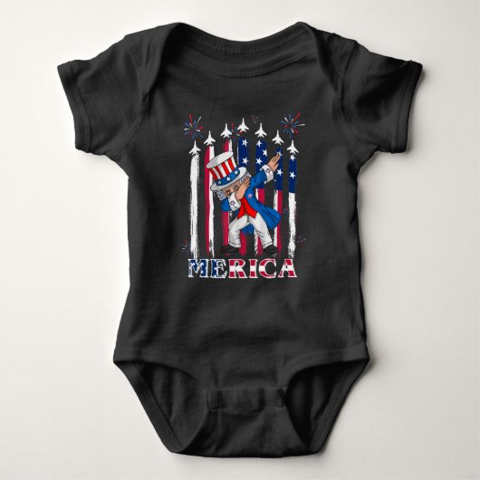 Patriotic Uncle Sam Dabbing 4. Juli Baby Strampler (Vorderseite)