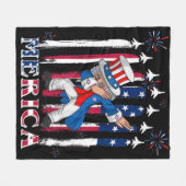 Patriotic Uncle Sam Dabbing 4. Juli Fleecedecke (Vorderseite (Horizontal))
