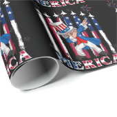 Patriotic Uncle Sam Dabbing 4. Juli Geschenkpapier (Rolleneckpunkt)