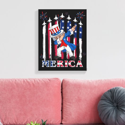 Patriotic Uncle Sam Dabbing 4. Juli Leinwanddruck (Insitu (Wohnzimmer))