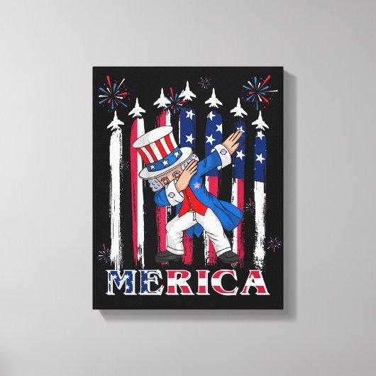 Patriotic Uncle Sam Dabbing 4. Juli Leinwanddruck (Vorderseite)
