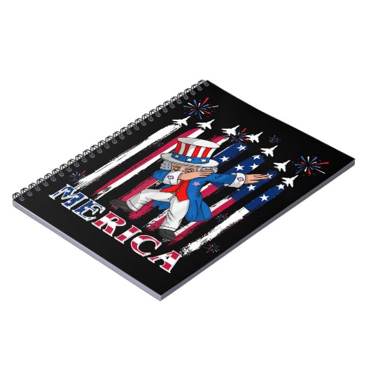 Patriotic Uncle Sam Dabbing 4. Juli Notizblock (Linke Seite)