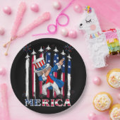Patriotic Uncle Sam Dabbing 4. Juli Pappteller (Party)
