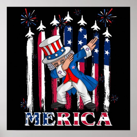 Patriotic Uncle Sam Dabbing 4. Juli Poster (Vorne)
