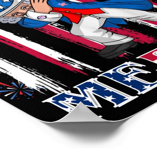 Patriotic Uncle Sam Dabbing 4. Juli Poster (Ecke)