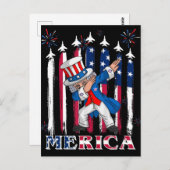 Patriotic Uncle Sam Dabbing 4. Juli Postkarte (Vorne/Hinten)