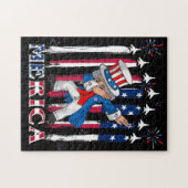 Patriotic Uncle Sam Dabbing 4. Juli Puzzle (Horizontal)