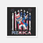 Patriotic Uncle Sam Dabbing 4. Juli Serviette (Vorderseite)