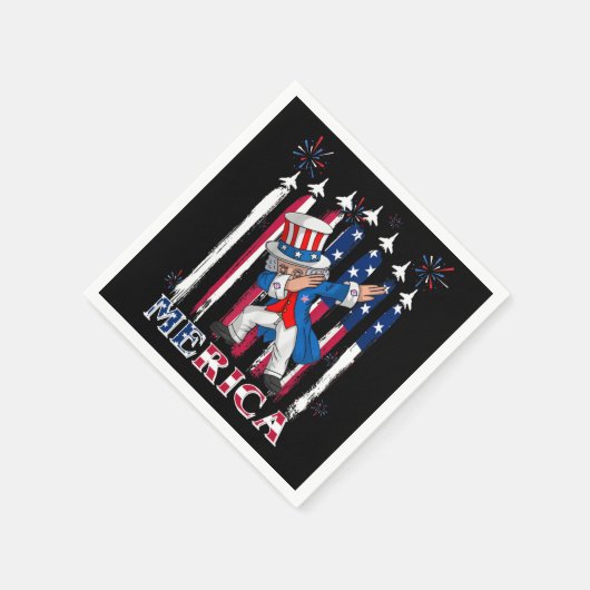 Patriotic Uncle Sam Dabbing 4. Juli Serviette (Ecke)