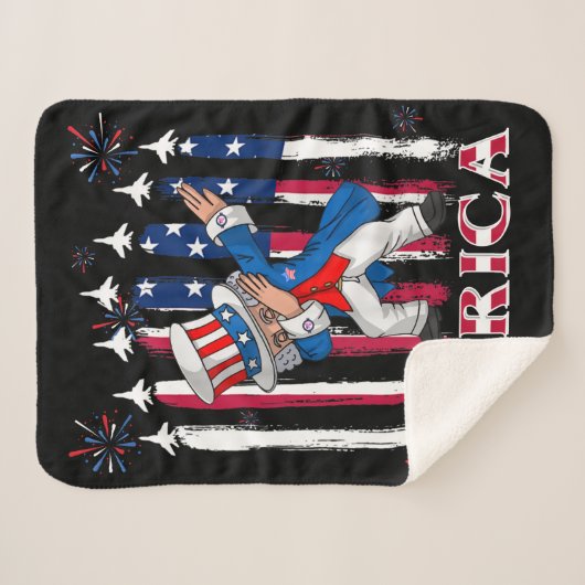 Patriotic Uncle Sam Dabbing 4. Juli Sherpadecke (Vorderseite (Horizontal))