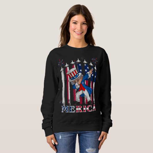 Patriotic Uncle Sam Dabbing 4. Juli Sweatshirt (Vorne ganz)