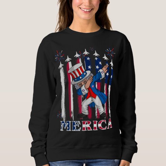 Patriotic Uncle Sam Dabbing 4. Juli Sweatshirt (Vorderseite)