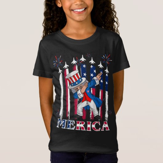 Patriotic Uncle Sam Dabbing 4. Juli T-Shirt (Vorderseite)