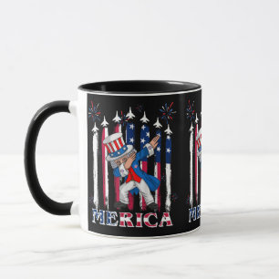 Patriotic Uncle Sam Dabbing 4. Juli Tasse