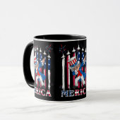 Patriotic Uncle Sam Dabbing 4. Juli Tasse (Vorderseite Links)
