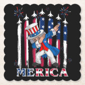Patriotic Uncle Sam Dabbing 4. Juli Untersetzer (Vorderseite)