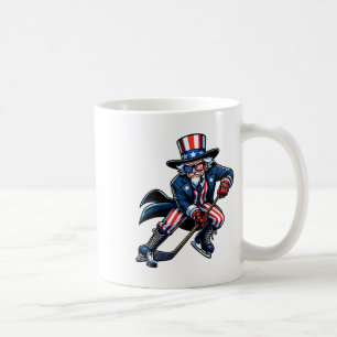 Patriotic Uncle Sam Hockey Spieler 4. Juli Männer Kaffeetasse