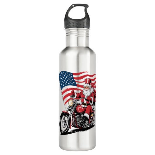 Patriotic Uncle Sam Motorcycle Edelstahlflasche (Vorderseite)