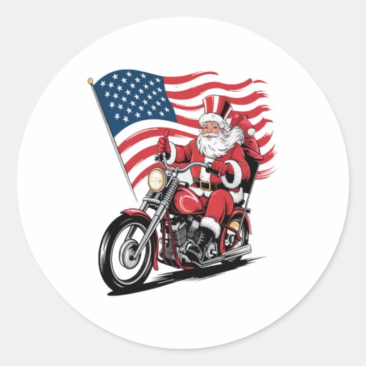 Patriotic Uncle Sam Motorcycle Runder Aufkleber (Vorderseite)