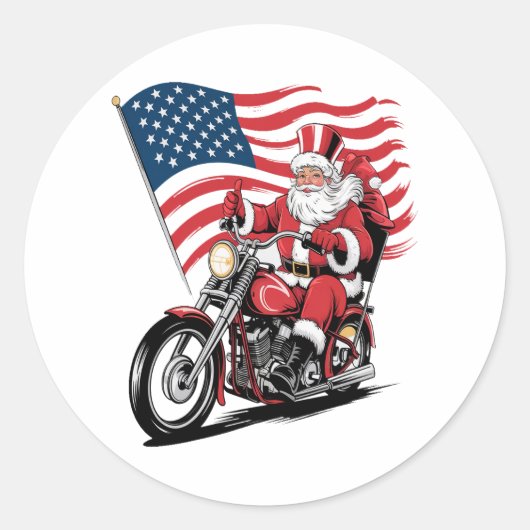 Patriotic Uncle Sam Motorcycle Runder Aufkleber (Vorderseite)