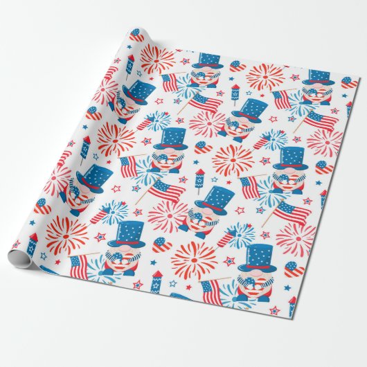 Patriotic Uncle Sam pattern Geschenkpapier (Ungerollt)
