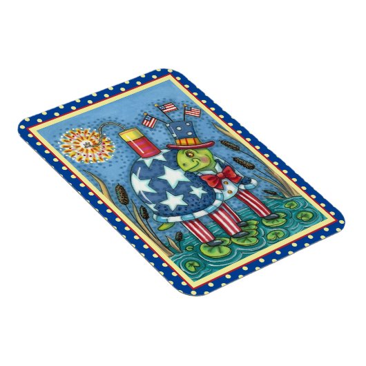 PATRIOTIC UNCLE SAM TURTLE, FUNNY FIRECRACKER Cute Magnet (Rechte Seite)