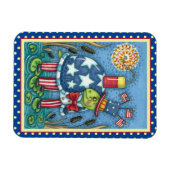 PATRIOTIC UNCLE SAM TURTLE, FUNNY FIRECRACKER Cute Magnet (Horizontal)