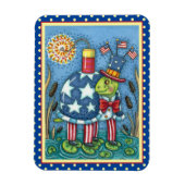 PATRIOTIC UNCLE SAM TURTLE, FUNNY FIRECRACKER Cute Magnet (Vertikal)