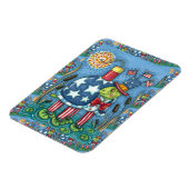 PATRIOTIC UNCLE SAM TURTLE, FUNNY FIRECRACKER Cute Magnet (Linke Seite)