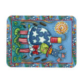 PATRIOTIC UNCLE SAM TURTLE, FUNNY FIRECRACKER Cute Magnet (Horizontal)