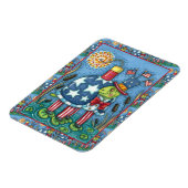 PATRIOTIC UNCLE SAM TURTLE, FUNNY FIRECRACKER Cute Magnet (Linke Seite)