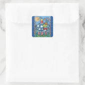 PATRIOTIC UNCLE SAM TURTLE, FUNNY FIRECRACKER Cute Quadratischer Aufkleber (Tasche)