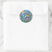 PATRIOTIC UNCLE SAM TURTLE, FUNNY FIRECRACKER Cute Runder Aufkleber (Tasche)
