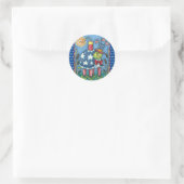 PATRIOTIC UNCLE SAM TURTLE, FUNNY FIRECRACKER Cute Runder Aufkleber (Tasche)