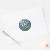 PATRIOTIC UNCLE SAM TURTLE, FUNNY FIRECRACKER Cute Runder Aufkleber (Umschlag)
