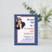 Patriotic Uncle Sam VETERANS GRILLEN BARBECUE Einl Postkarte (Stehend Vorderseite)